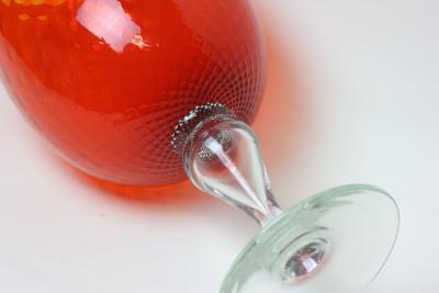  Empoli Large Tangerine Color Bulbous Glass Vase by Empoli 1960 Italy