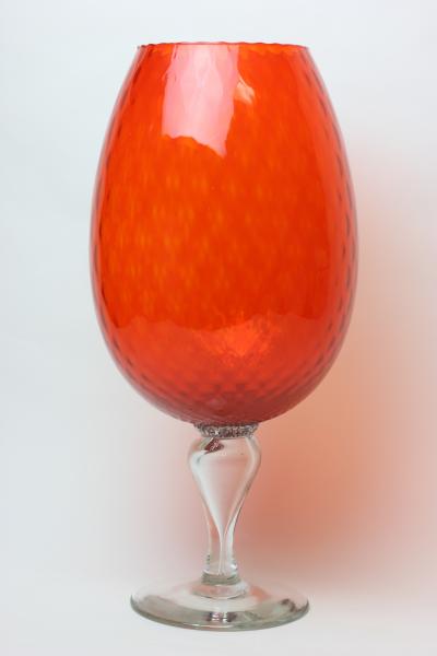  Empoli Large Tangerine Color Bulbous Glass Vase by Empoli 1960 Italy