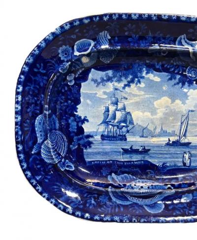  Enoch Wood Sons Staffordshire English View Nautical Motif Transfer Printed Ceramic Platter