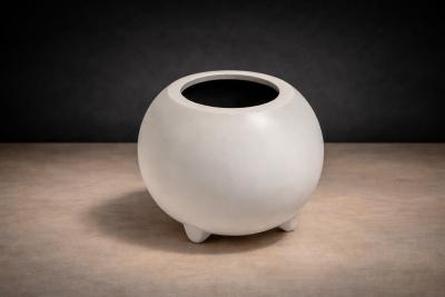  Ensamble Artesano Meche Pot in Clay painted in White Ensamble Artesano Tonala Mexico