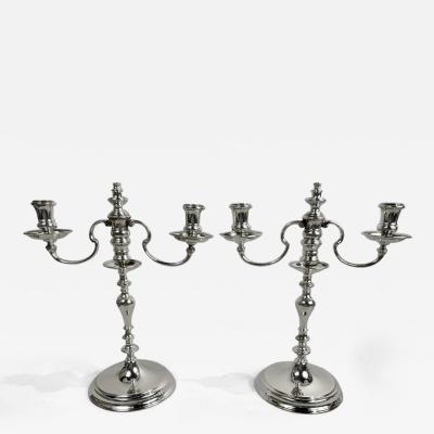  Ensko Pair of Traditional American Colonial 3 Light Candelabra by Ensko