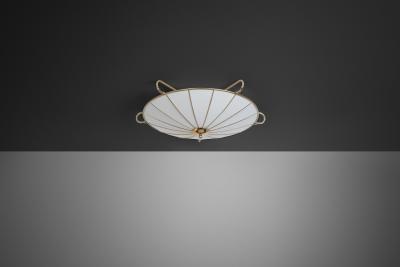  Erco Leuchten Brass and Fabric Ceiling Light for Erco Leuchten Germany Mid 20th Century