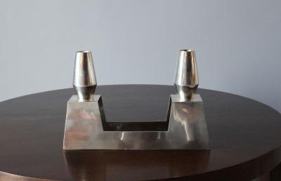  Ercuis Pair of Fine French 1960s Silver Plated Candelabra by Ercuis