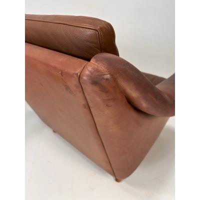  Erhardsen Andersen Pair of 1960s Danish Leather Lounge Chairs Attributed to Aage Christiansen
