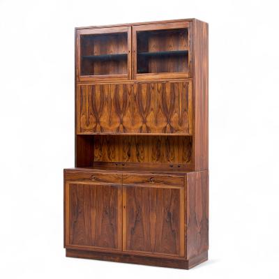  Erik Brouer Erik Brouer for Brouer Furniture Mid Century Danish Rosewood Credenza and Hutch
