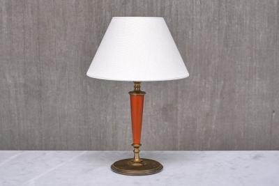  Erik Tidstrand Erik Tidstrand Brass Table Lamp Linen Shade Nordiska Kompaniet Sweden 1927