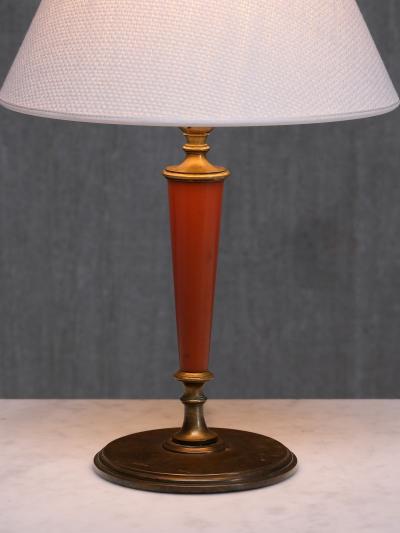 Erik Tidstrand Erik Tidstrand Brass Table Lamp Linen Shade Nordiska Kompaniet Sweden 1927
