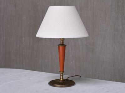  Erik Tidstrand Erik Tidstrand Brass Table Lamp Linen Shade Nordiska Kompaniet Sweden 1927