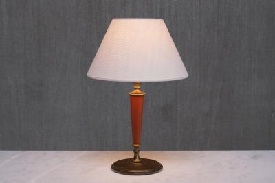  Erik Tidstrand Erik Tidstrand Brass Table Lamp Linen Shade Nordiska Kompaniet Sweden 1927