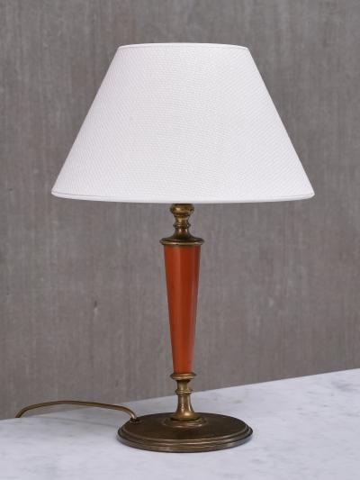  Erik Tidstrand Erik Tidstrand Brass Table Lamp Linen Shade Nordiska Kompaniet Sweden 1927