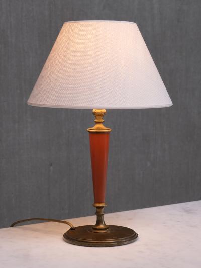  Erik Tidstrand Erik Tidstrand Brass Table Lamp Linen Shade Nordiska Kompaniet Sweden 1927
