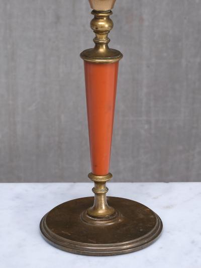  Erik Tidstrand Erik Tidstrand Brass Table Lamp Linen Shade Nordiska Kompaniet Sweden 1927