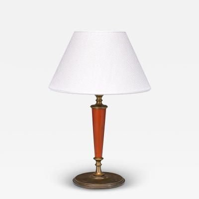  Erik Tidstrand Erik Tidstrand Brass Table Lamp Linen Shade Nordiska Kompaniet Sweden 1927