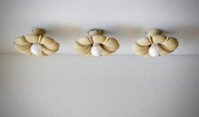 Erik Tidstrand Rare set of 3 flush mount ceiling or wall lights by Erik Tidstrand