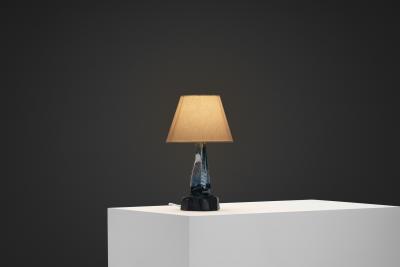  Ernst Keramik Blue Glazed Stoneware Table Lamp by Ernst Keramik Denmark ca 1960s