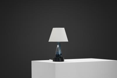  Ernst Keramik Blue Glazed Stoneware Table Lamp by Ernst Keramik Denmark ca 1960s