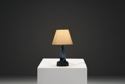  Ernst Keramik Blue Glazed Stoneware Table Lamp by Ernst Keramik Denmark ca 1960s