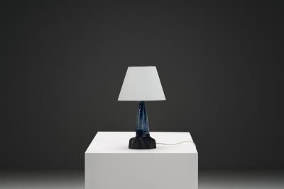  Ernst Keramik Blue Glazed Stoneware Table Lamp by Ernst Keramik Denmark ca 1960s