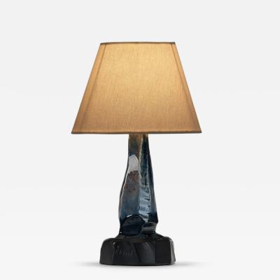  Ernst Keramik Blue Glazed Stoneware Table Lamp by Ernst Keramik Denmark ca 1960s