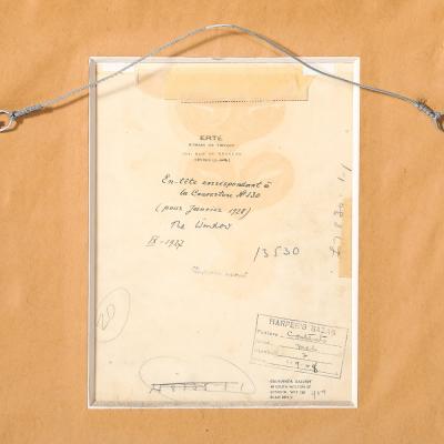  Ert Art Deco Woman and Window Pen Ink Drawing on Paper signed Ert 