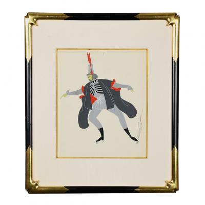  Ert Iago Framed Gouache by Erte Original Art Deco Gouache on Paper Framed
