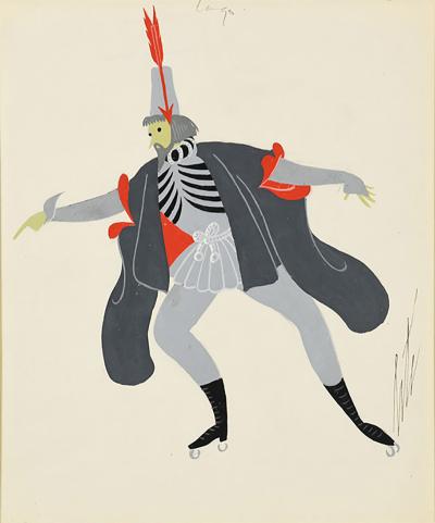  Ert Iago Framed Gouache by Erte Original Art Deco Gouache on Paper Framed