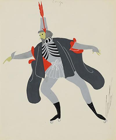  Ert Iago Framed Gouache by Erte Original Art Deco Gouache on Paper Framed