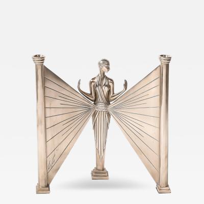  Ert Le Flambeau Art Deco Bronze Candlestick by Ert Edition 273 395