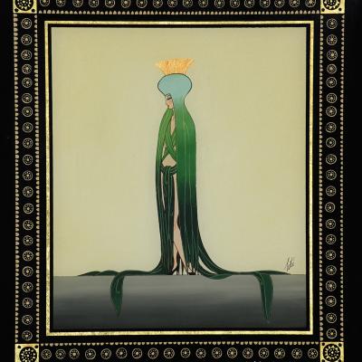  Ert Opera Gouache by Erte Framed Paper 24k Gold Leaf Borders Framed