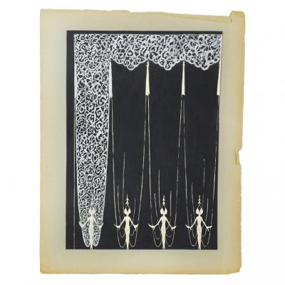  Ert Phoebe Costume Design Stage Curtain Gouache 3 Pcs by Erte Original Unsigned Set