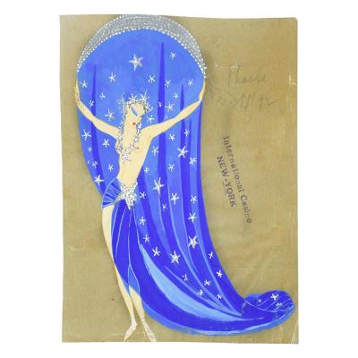  Ert Phoebe Costume Design Stage Curtain Gouache 3 Pcs by Erte Original Unsigned Set