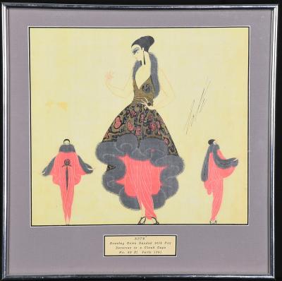  Ert Robe de Sairee Avec Renard Gouache by Erte Framed 1921 ORIGINAL
