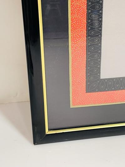  Ert Romain de Tirtoff Ert 1987 Loge De Theatre Framed Silk Scarf Wall Art Signed
