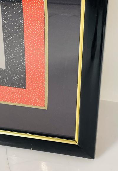  Ert Romain de Tirtoff Ert 1987 Loge De Theatre Framed Silk Scarf Wall Art Signed