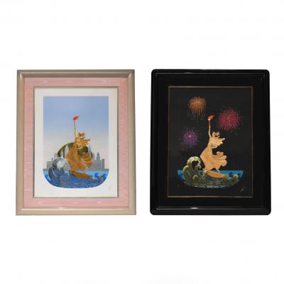  Ert Statue of Liberty Day Night by Erte Signed 
