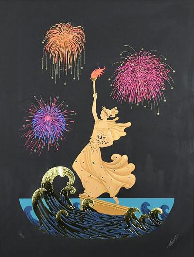  Ert Statue of Liberty Night Serigraph by Erte with Frame