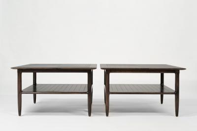  Erwin Lambeth Set of Mid Century Oak Coffee Tables in Espresso C 1950s