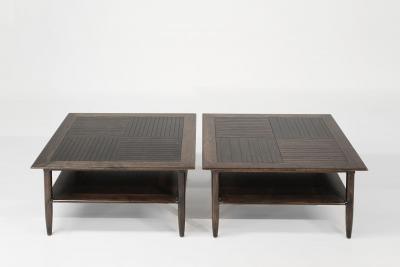 Erwin Lambeth Set of Mid Century Oak Coffee Tables in Espresso C 1950s