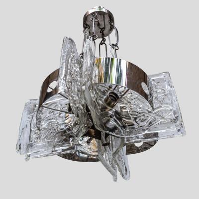  Esperia 1970s Space age glass and chrome ceiling light by Esperia