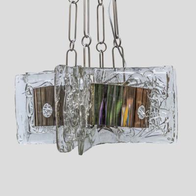  Esperia 1970s Space age glass and chrome ceiling light by Esperia