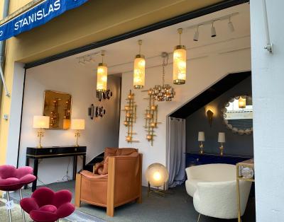 Esperia Ceiling Pendants Chandelier Brass Murano Glass by Esperia Italy 1990s