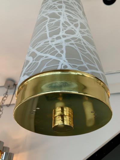 Esperia Ceiling Pendants Chandelier Brass Murano Glass by Esperia Italy 1990s