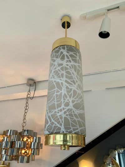 Esperia Ceiling Pendants Chandelier Brass Murano Glass by Esperia Italy 1990s