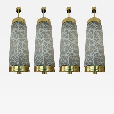  Esperia Ceiling Pendants Chandelier Brass Murano Glass by Esperia Italy 1990s