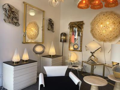  Esperia Large Cone Lamp Murano Glass and Brass by Esperia Italy 1970s