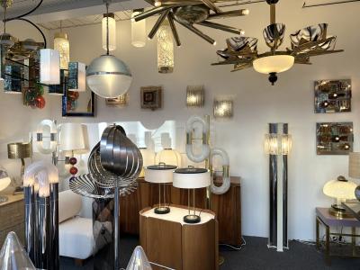  Esperia Mid Century Modern Murano Glass and Metal Floor Lamp by Esperia Italy 1970s