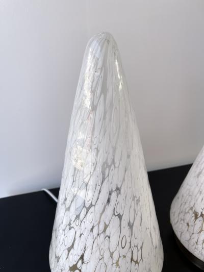  Esperia Pair of Cone Lamps Murano Glass and Brass by Esperia Italy 1970s