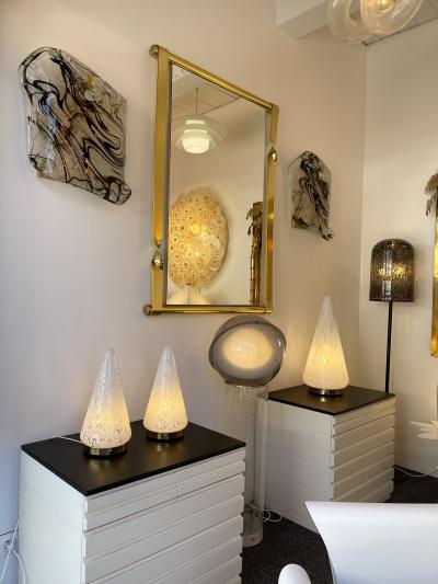  Esperia Pair of Cone Lamps Murano Glass and Brass by Esperia Italy 1970s