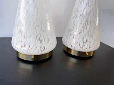  Esperia Pair of Cone Lamps Murano Glass and Brass by Esperia Italy 1970s