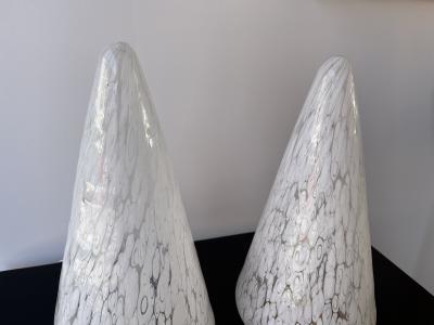  Esperia Pair of Cone Lamps Murano Glass and Brass by Esperia Italy 1970s